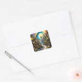 Fantasy Schattigee Abstracte Steampunk City Vierkante Sticker (Envelop)