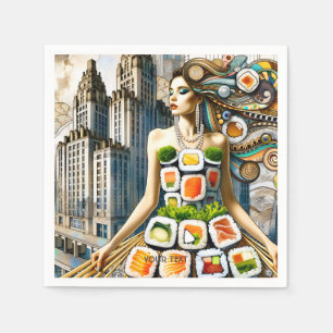 Fantasy Schattigee Abstracte sushi jurk Servet