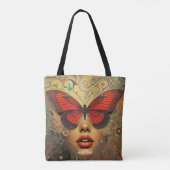 Fantasy Schattigee Abstracte Vlinders Ogen Tote Bag (Achterkant)