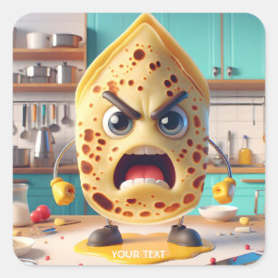 Fantasy Schattigee Angry Crepe Keuken Vierkante Sticker