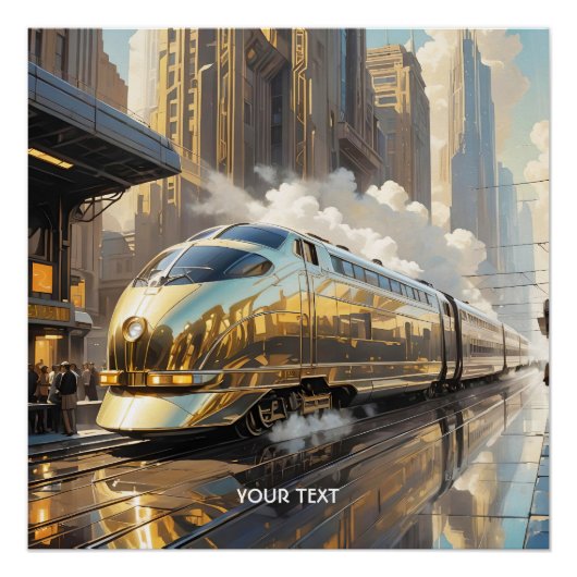 Fantasy Schattigee Art Deco trein Perfect Poster (Voorkant)