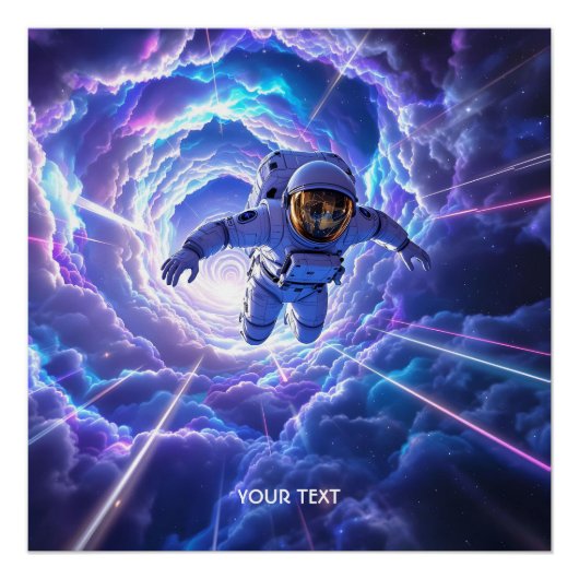 Fantasy Schattigee astronaut door wormgat Perfect Poster (Voorkant)