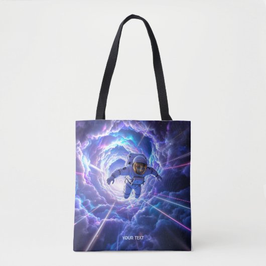 Fantasy Schattigee astronaut door wormgat Tote Bag (Voorkant)