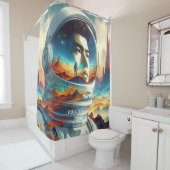 Fantasy Schattigee Astronaut Space Planet. Douchegordijn (In situ)