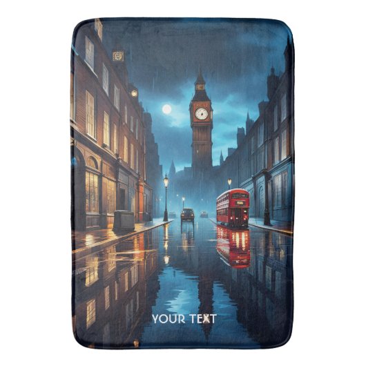 Fantasy Schattigee avond Londen Regen Badmat (Voorkant Verticaal)