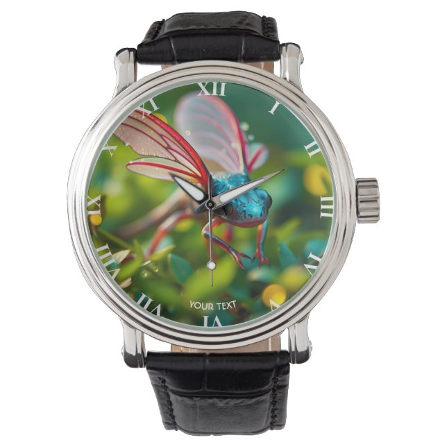Fantasy Schattigee Axolotl met vleugels Horloge (Voorkant)