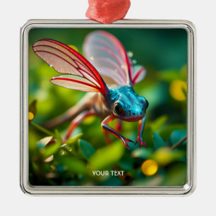 Fantasy Schattigee Axolotl met vleugels Metalen Ornament