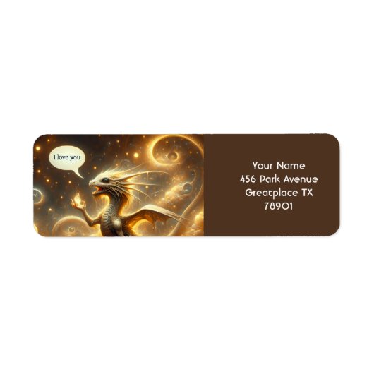Fantasy Schattigee Baby Dragon Liefde Etiket (Voorkant)