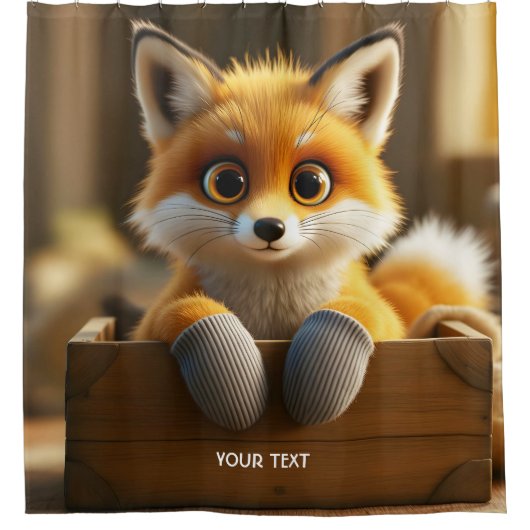 Fantasy Schattigee Baby Fox Box Douchegordijn (Voorkant)