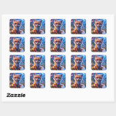 Fantasy Schattigee Baby Fox-bril Vierkante Sticker (Vel)