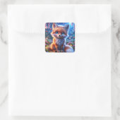 Fantasy Schattigee Baby Fox-bril Vierkante Sticker (Tas)