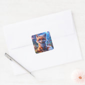 Fantasy Schattigee Baby Fox-bril Vierkante Sticker (Envelop)
