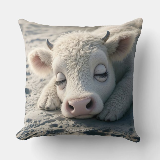 Fantasy Schattigee Baby Koe Slapen Kussen (Voorkant)