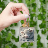 Fantasy Schattigee Baby Koe Slapen Sleutelhanger (Hand)