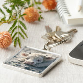Fantasy Schattigee Baby Koe Slapen Sleutelhanger (Zijkant)