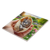 Fantasy Schattigee Baby Konijnentuin Tegeltje (Zijkant)