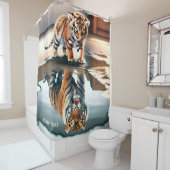 Fantasy Schattigee Baby Tiger Puddle Douchegordijn (In situ)
