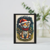 Fantasy Schattigee Baby Tijger Kerstmis Briefkaart (Staand voorkant)