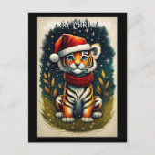 Fantasy Schattigee Baby Tijger Kerstmis Briefkaart (Voorkant)