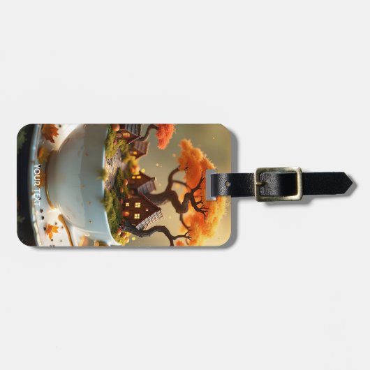 Fantasy Schattigee beker van de herfst Bagagelabel (Voorkant horizontaal)