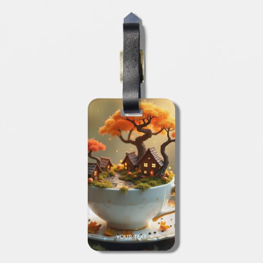 Fantasy Schattigee beker van de herfst Bagagelabel (Achterkant verticaal)