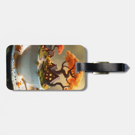 Fantasy Schattigee beker van de herfst Bagagelabel (Achterkant horizontaal)