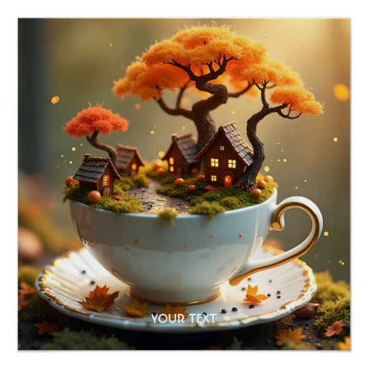 Fantasy Schattigee beker van de herfst Perfect Poster (Voorkant)