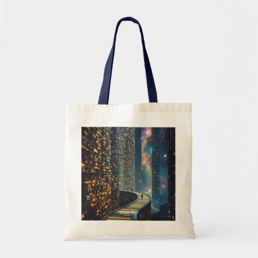 Fantasy Schattigee bibliotheek trappen ruimte Tote Bag (Voorkant)