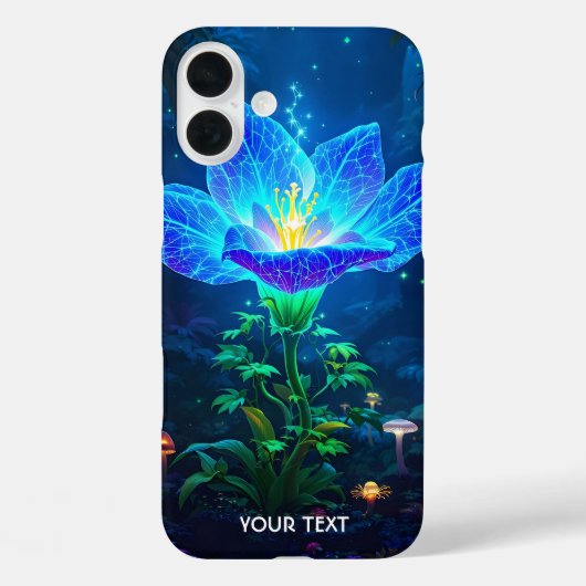 Fantasy Schattigee bioluminescente blauwe bloem Case-Mate iPhone Case (Achterkant)