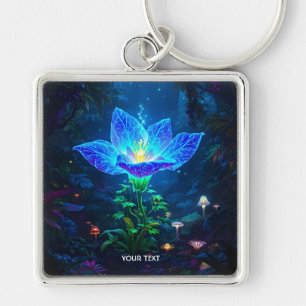 Fantasy Schattigee bioluminescente blauwe bloem Sleutelhanger