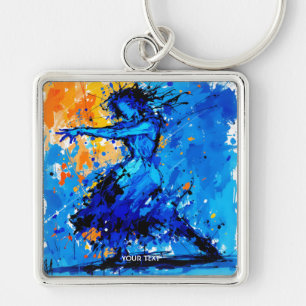 Fantasy Schattigee Blauwe Oranje Danser Sleutelhanger