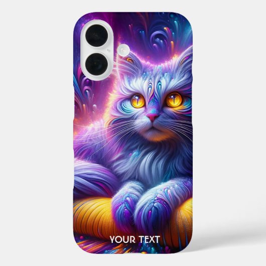 Fantasy Schattigee Blauwe Paarse Kat Case-Mate iPhone Case (Achterkant)