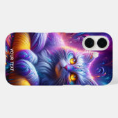 Fantasy Schattigee Blauwe Paarse Kat Case-Mate iPhone Case (Achterkant (horizontaal))