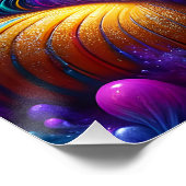 Fantasy Schattigee Blauwe Paarse Kat Perfect Poster (Hoek)