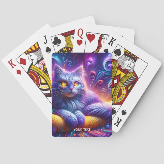 Fantasy Schattigee Blauwe Paarse Kat Pokerkaarten (Achterkant)