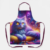 Fantasy Schattigee Blauwe Paarse Kat Schort (Voorkant)