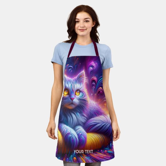 Fantasy Schattigee Blauwe Paarse Kat Schort (Gedragen)