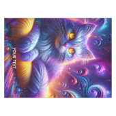 Fantasy Schattigee Blauwe Paarse Kat Tafelkleed (Voorkant (Horizontaal))