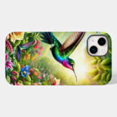 Fantasy Schattigee Bloemen Regenboog Kolibrie Case-Mate iPhone Case (Achterkant (horizontaal))