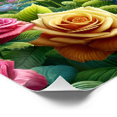 Fantasy Schattigee Bloemen Regenboog Kolibrie Perfect Poster (Hoek)