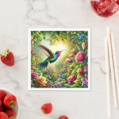 Fantasy Schattigee Bloemen Regenboog Kolibrie Servet (Insitu)