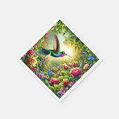 Fantasy Schattigee Bloemen Regenboog Kolibrie Servet (Hoek)