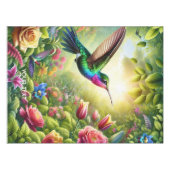 Fantasy Schattigee Bloemen Regenboog Kolibrie Tafelkleed (Voorkant (Horizontaal))