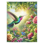 Fantasy Schattigee Bloemen Regenboog Kolibrie Tafelkleed (Voorkant)