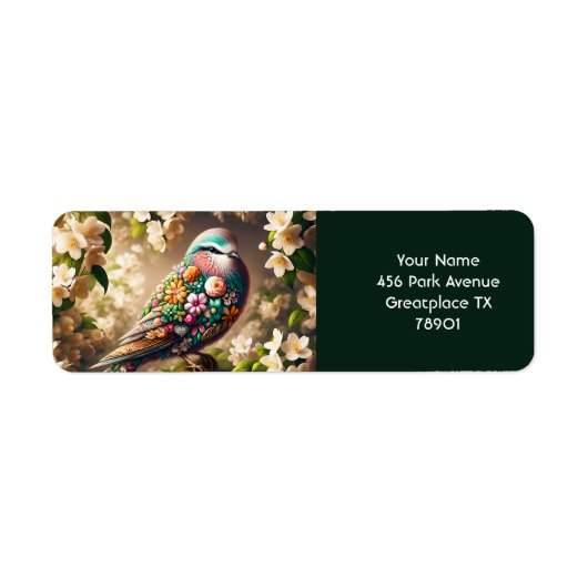Fantasy Schattigee Bloemvogel Jasmine Etiket (Voorkant)