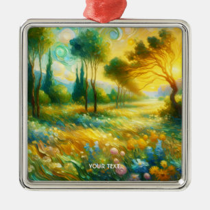 Fantasy Schattigee bomen Abstract landschap Metalen Ornament