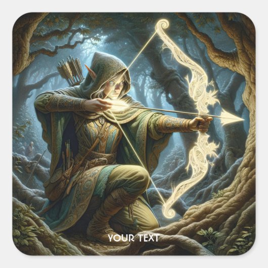 Fantasy Schattigee boogpijl Vierkante Sticker (Voorkant)