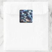 Fantasy Schattigee boomregenverlichting Vierkante Sticker (Tas)