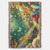 Fantasy Schattigee bosbloemen vlinders Deken (Voorkant Verticaal)
