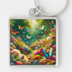 Fantasy Schattigee bosbloemen vlinders Sleutelhanger